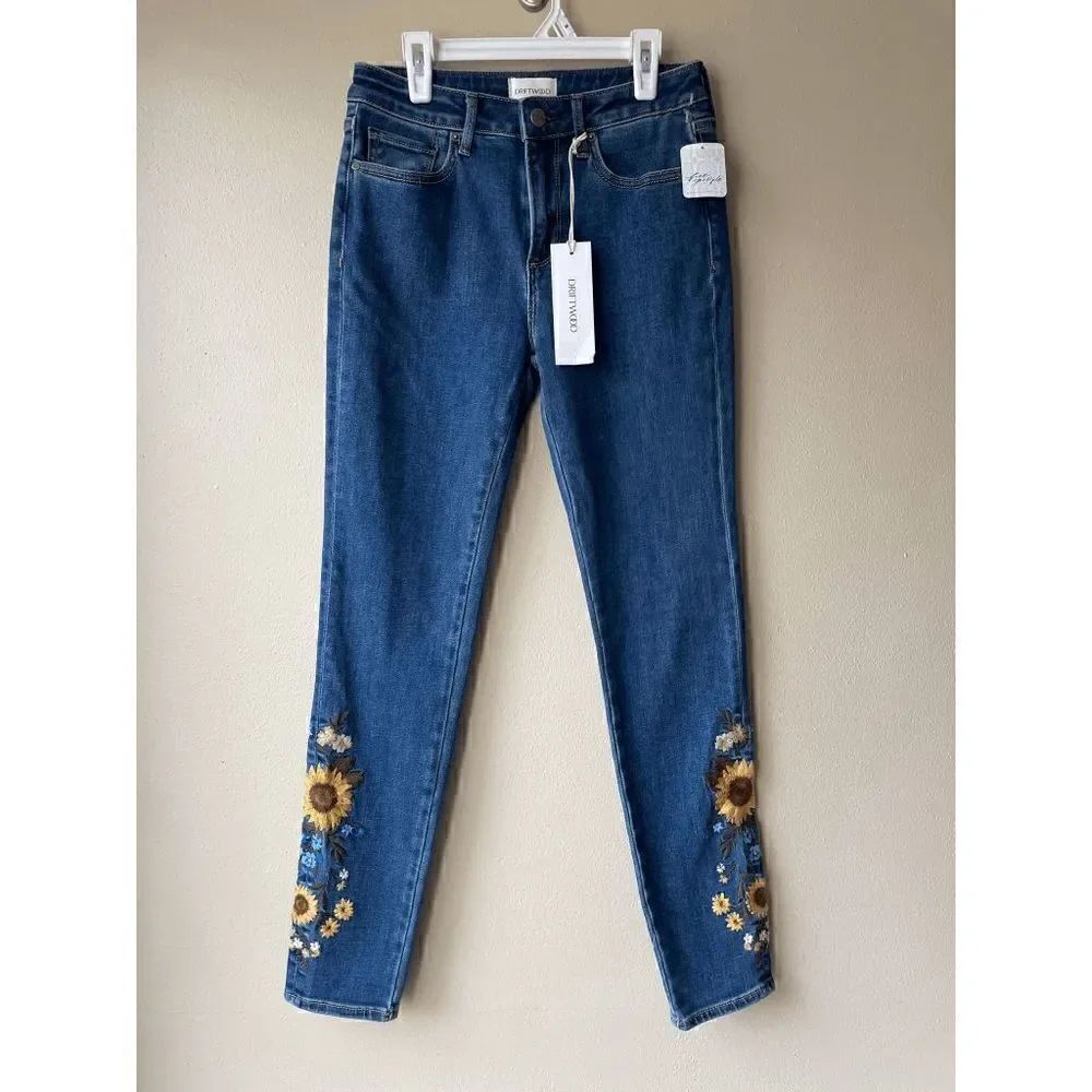 Driftwood Jackie High Rise Skinny Jean Falling Sunflower Women's Waist Size 25